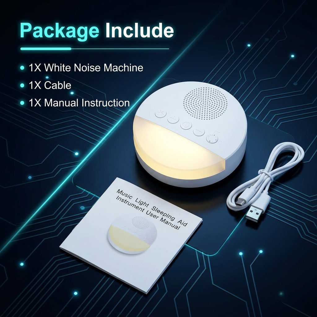 Baby White Noise Machine with Night Light & Intelligent Timing 20 Soothing Sounds USB Rechargeable Sleep Sound Player