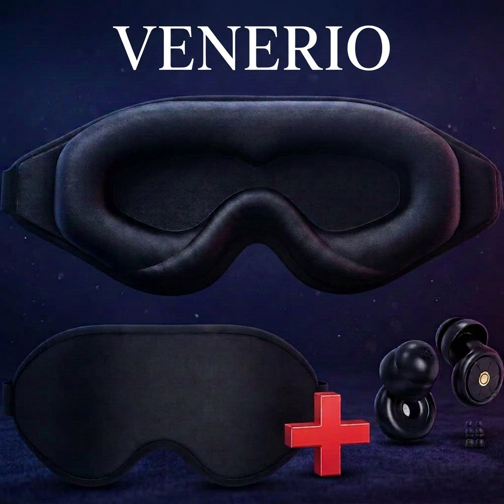 3D Sleep Eye Mask for Sleeping - Insomnia Relief, Light Blocking - Eye Cover - Adjustable Strap ,With Noise Cancelling Earplugs