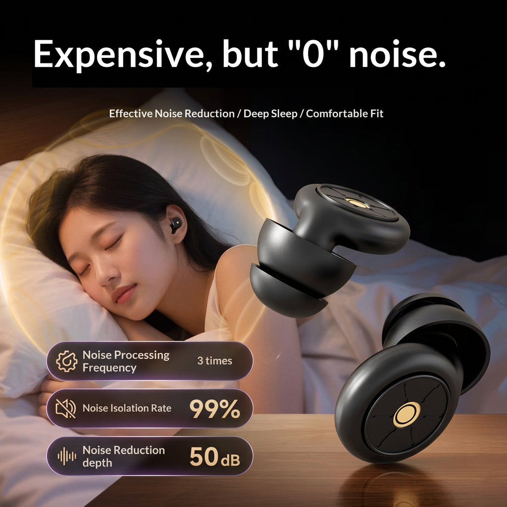 3D Sleep Eye Mask for Sleeping - Insomnia Relief, Light Blocking - Eye Cover - Adjustable Strap ,With Noise Cancelling Earplugs